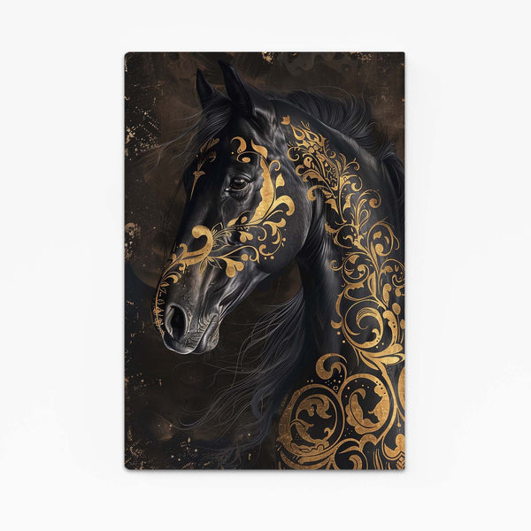 Gold And Black Horse Art 