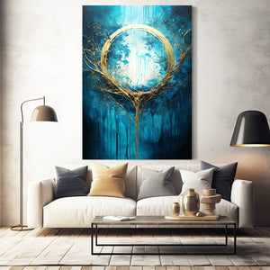 Gold and Blue Abstract Wall Art | MusaArtGallery™