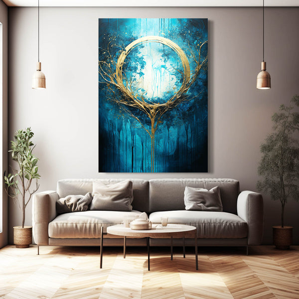 Gold and Blue Abstract Wall Art | MusaArtGallery™