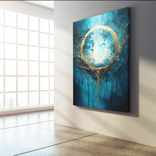 Gold and Blue Abstract Wall Art | MusaArtGallery™
