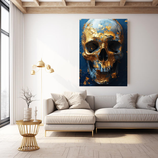 Gold and Blue Skull Art | MusaArtGallery™