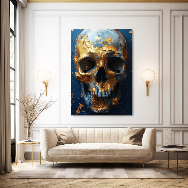 Gold and Blue Skull Art | MusaArtGallery™