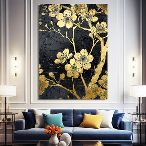 Gold Cherry Blossom Branch Art