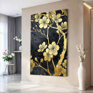 Gold Cherry Blossom Branch Art