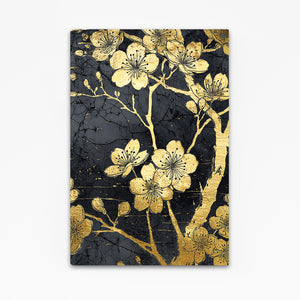 Gold Cherry Blossom Branch Art