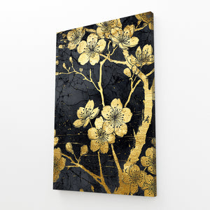 Gold Cherry Blossom Branch Art