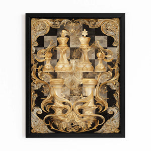 Gold Chess Board Wall Art