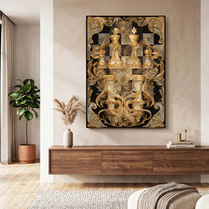 Gold Chess Board Wall Art
