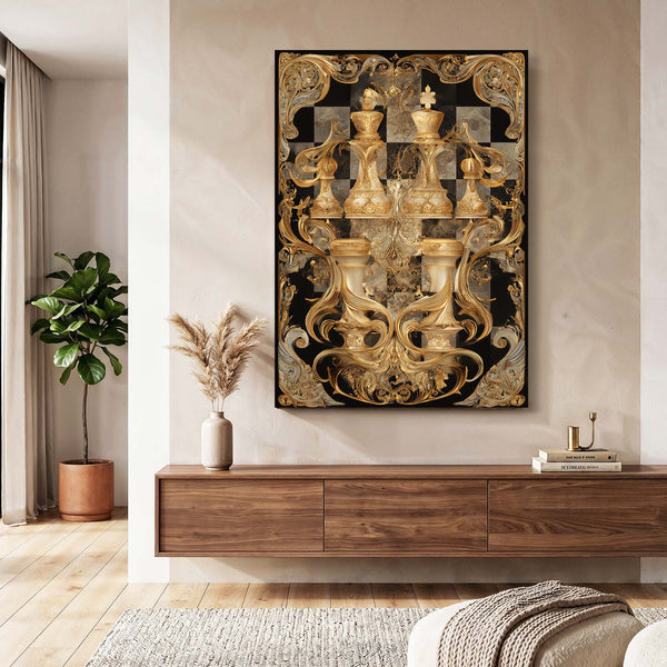 Gold Chess Board Wall Art