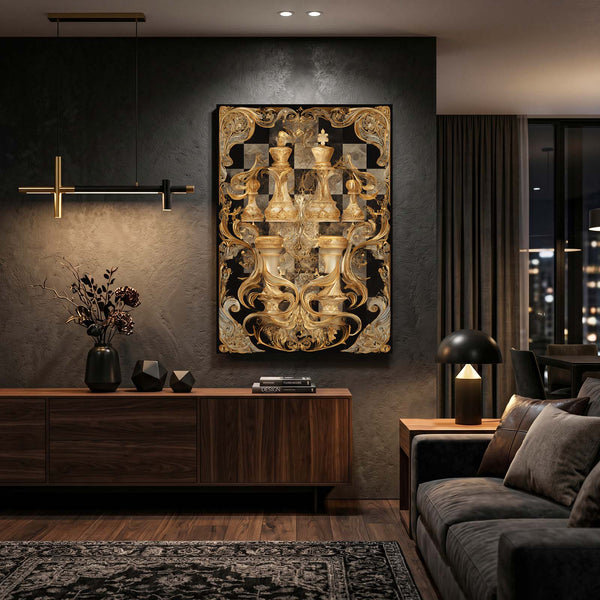 Gold Chess Board Wall Art