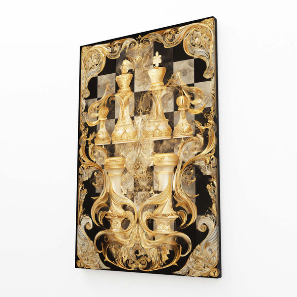 Gold Chess Board Wall Art