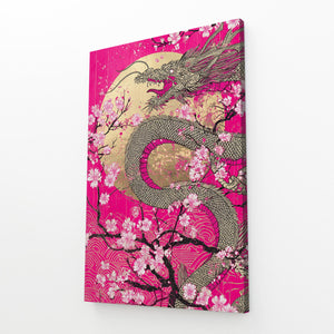 Gold Dragon Cherry Blossom Wall Art