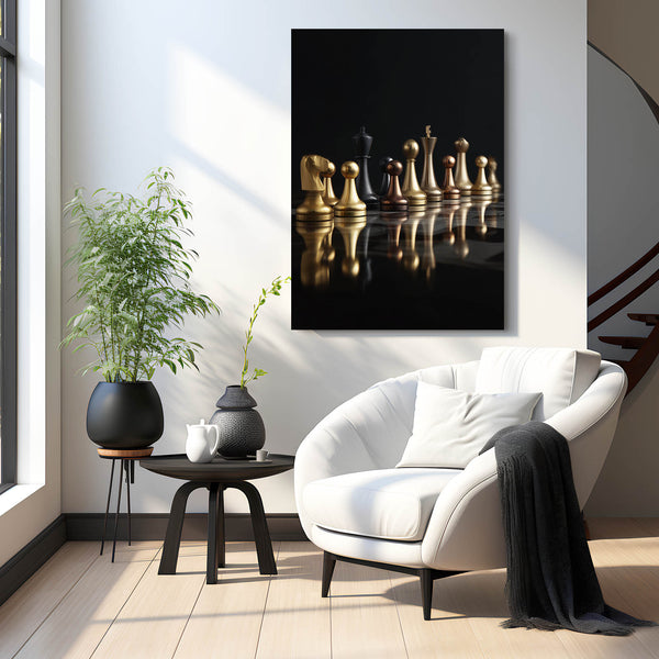 Gold Luxury Chess Pieces Art
