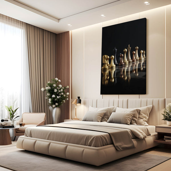 Gold Luxury Chess Pieces Art