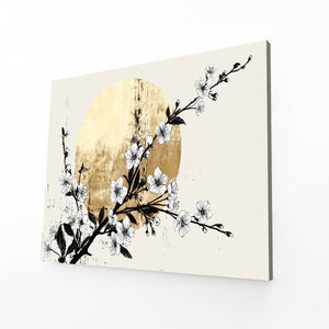 Gold Moon Cherry Blossom Branch Art