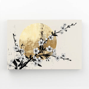 Gold Moon Cherry Blossom Branch Art