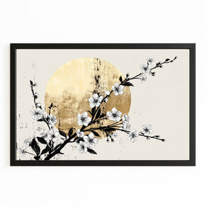 Gold Moon Cherry Blossom Branch Art