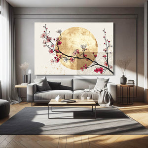 Gold Moon Cherry Blossom Branch Wall Art