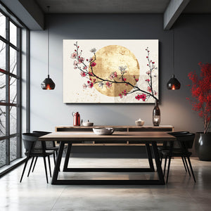Gold Moon Cherry Blossom Branch Wall Art