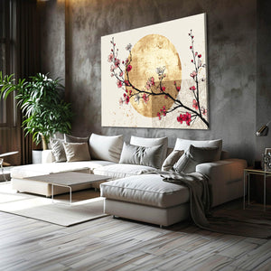 Gold Moon Cherry Blossom Branch Wall Art