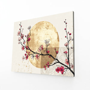 Gold Moon Cherry Blossom Branch Wall Art