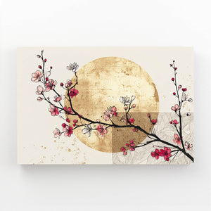 Gold Moon Cherry Blossom Branch Wall Art
