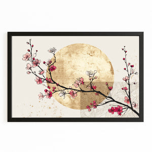 Gold Moon Cherry Blossom Branch Wall Art