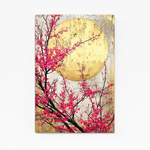 Gold Moon Sakura Cherry Blossom Art