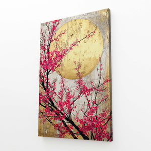 Gold Moon Sakura Cherry Blossom Art