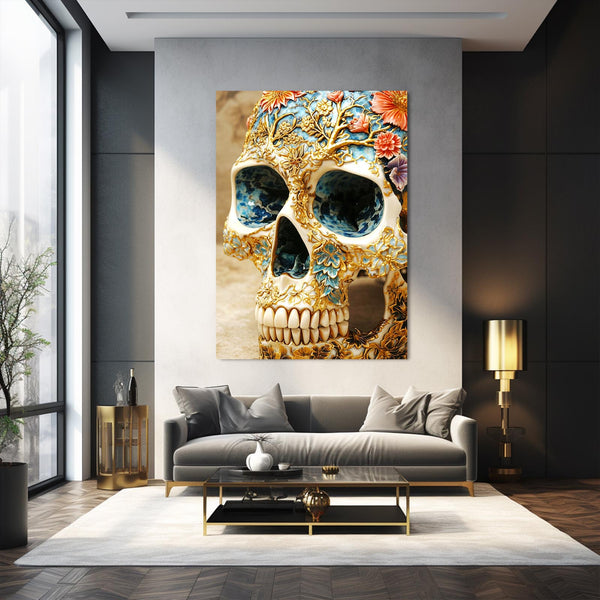 Gold Stylish Skull Art | MusaArtGallery™