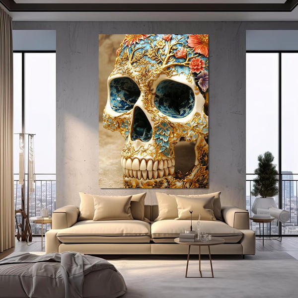 Gold Stylish Skull Art | MusaArtGallery™