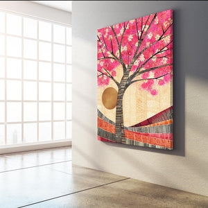 Gold Sun Japanese Cherry Blossom Wall Art