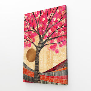 Gold Sun Japanese Cherry Blossom Wall Art