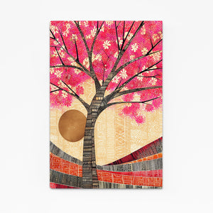 Gold Sun Japanese Cherry Blossom Wall Art