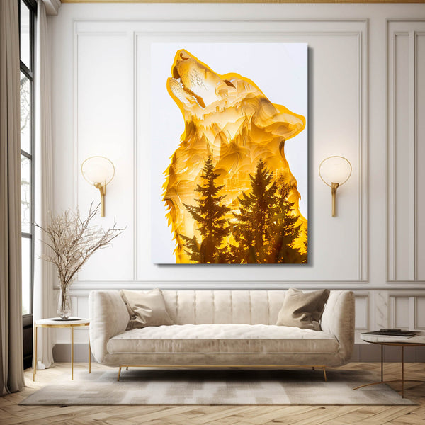 Gold Wolf Wall Art   | MusaArtGallery™