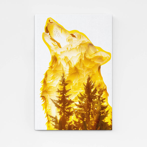 Gold Wolf Wall Art   | MusaArtGallery™