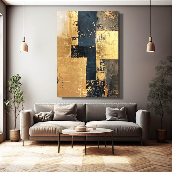 Golden Blocks Abstract Art | MusaArtGallery™