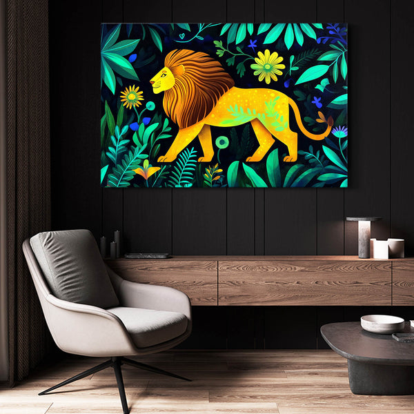 Golden Bloom Lion Wall Art | MusaArtGallery™