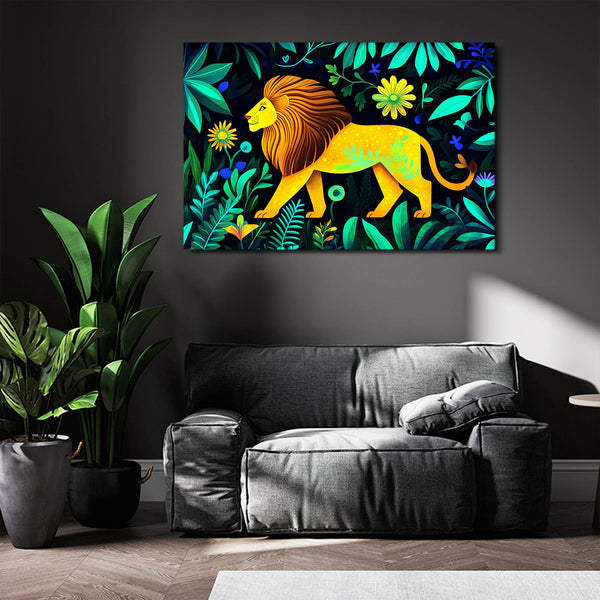 Golden Bloom Lion Wall Art | MusaArtGallery™