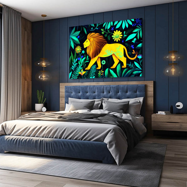 Golden Bloom Lion Wall Art | MusaArtGallery™