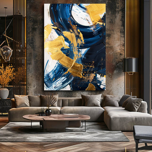 Golden Blue Abstract Art | MusaArtGallery™