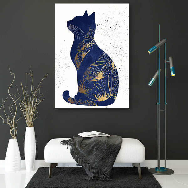 Golden Botanical Cat Art