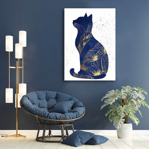 Golden Botanical Cat Art