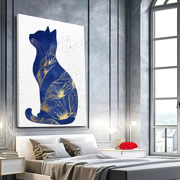 Golden Botanical Cat Art