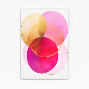 Golden Circles Pink Abstract Art | MusaArtGallery™