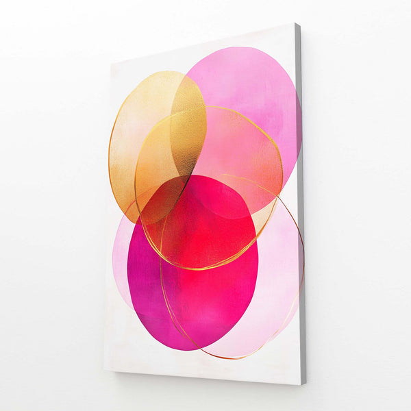 Golden Circles Pink Abstract Art | MusaArtGallery™