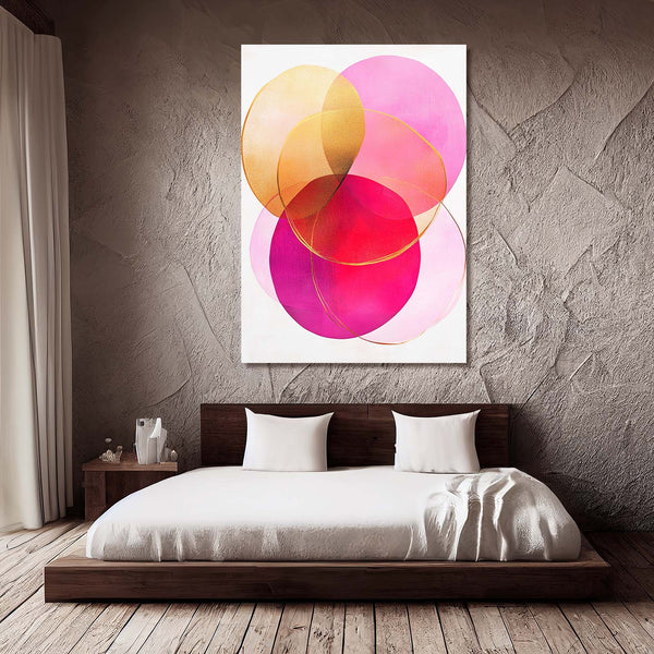 Golden Circles Pink Abstract Art | MusaArtGallery™