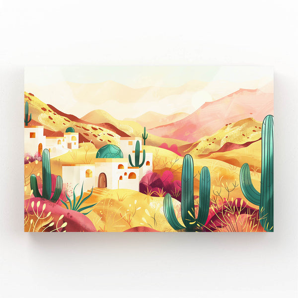 Golden Desert Landscape Mexican Wall Art | MusaArtGallery™