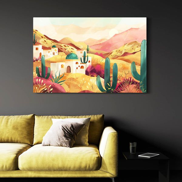 Golden Desert Landscape Mexican Wall Art | MusaArtGallery™