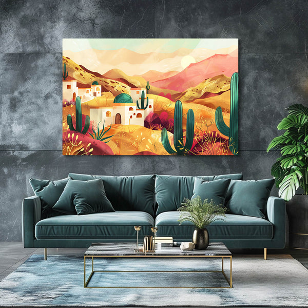 Golden Desert Landscape Mexican Wall Art | MusaArtGallery™